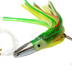 Fish WOW! 7-inch jet-head tuna lure bottom view shows rugged rigging.