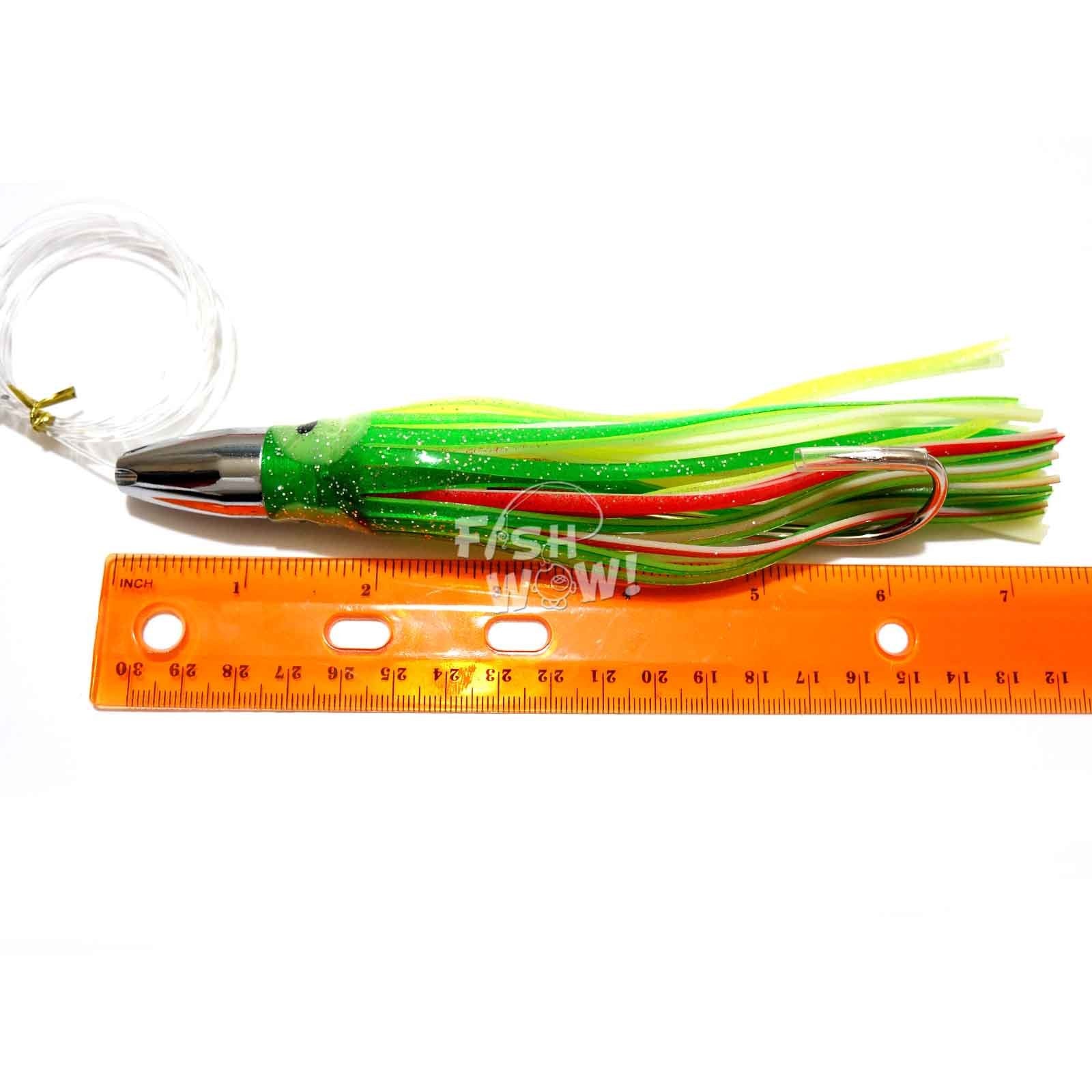 Fish WOW! 7-inch jet-head tuna lure side view boosts visibility and bite opportunities.