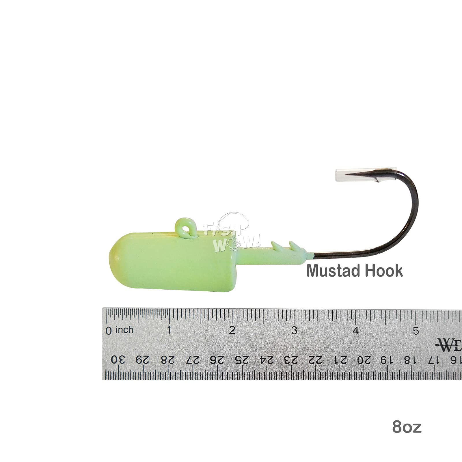 Fish WOW! black nickel finish protects jighead in saltwater environments.