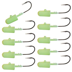 Fish WOW! glow bullet jighead 6oz enhances night visibility for fishing.