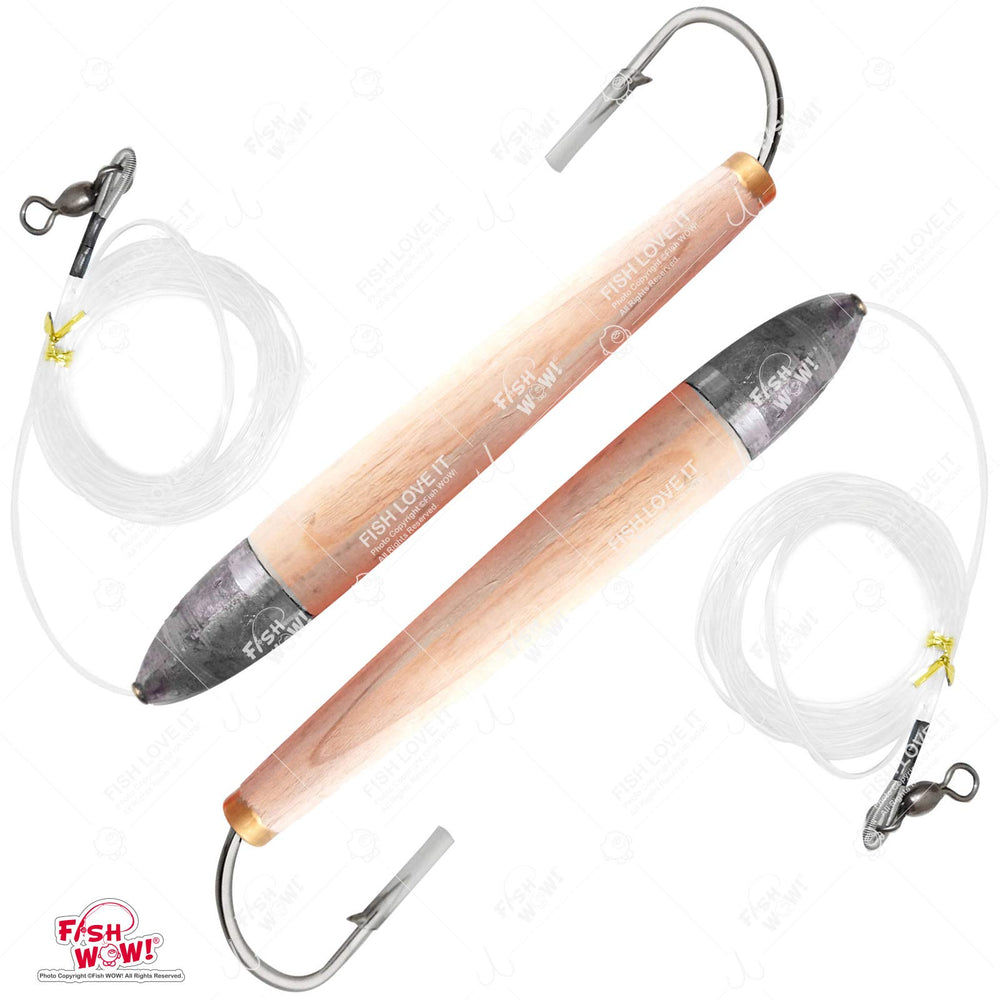 Fish WOW! 10/0 hook cedar plug ready for serious trolling adventures.