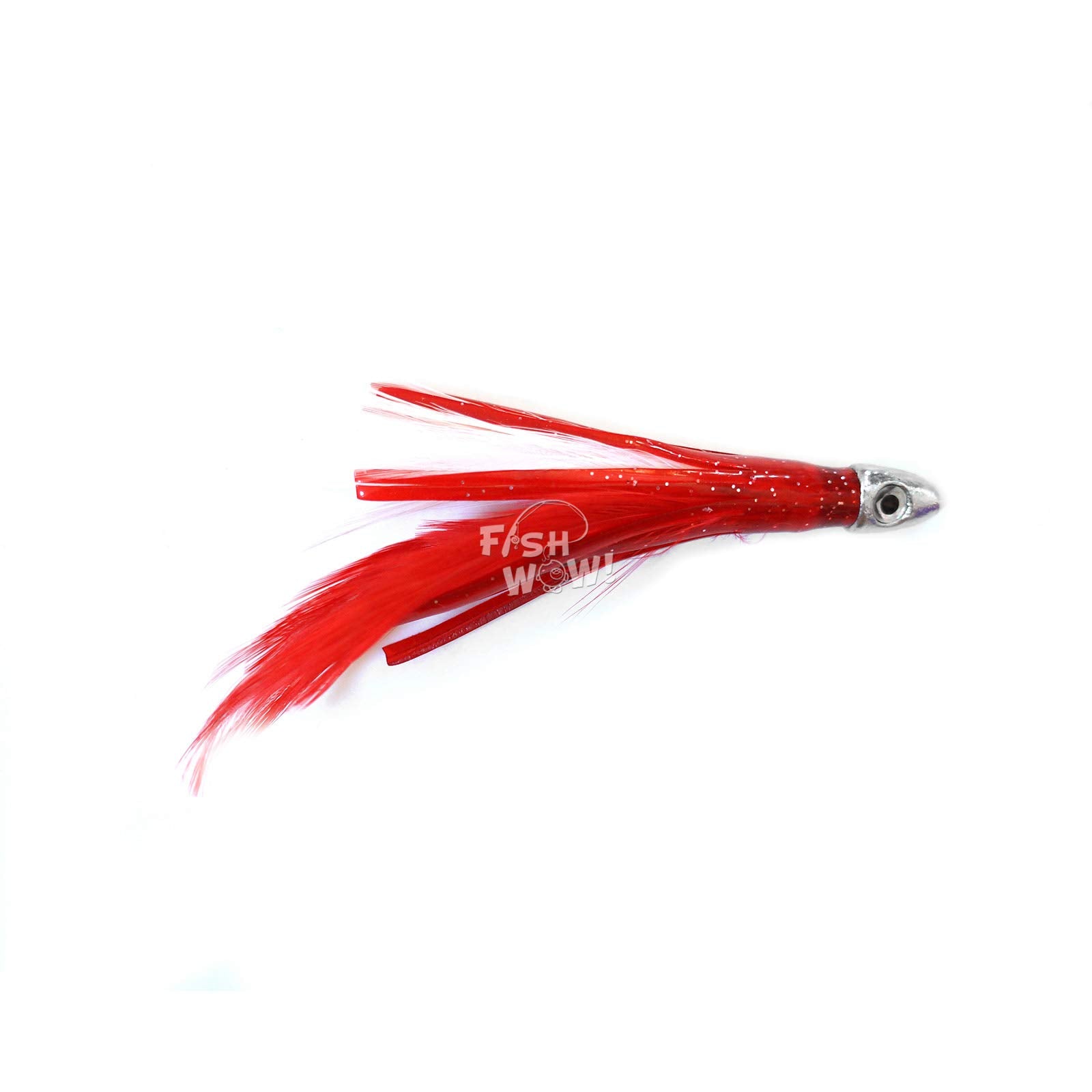 Fish WOW color-mix 4in feather lure attracts pelagic gamefish.
