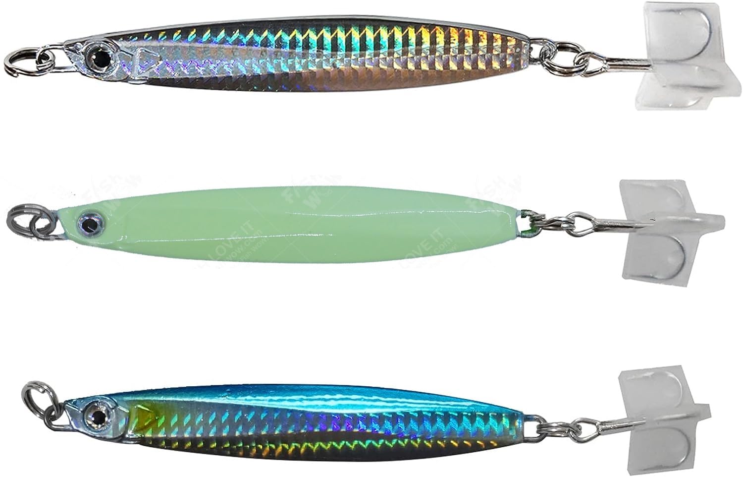 Fish WOW Colt Sniper three-color jigs pack with vibrant shine for versatile catches.