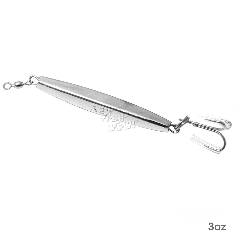 Fish WOW! chrome-silver diamond jig body highlight for fast dives.
