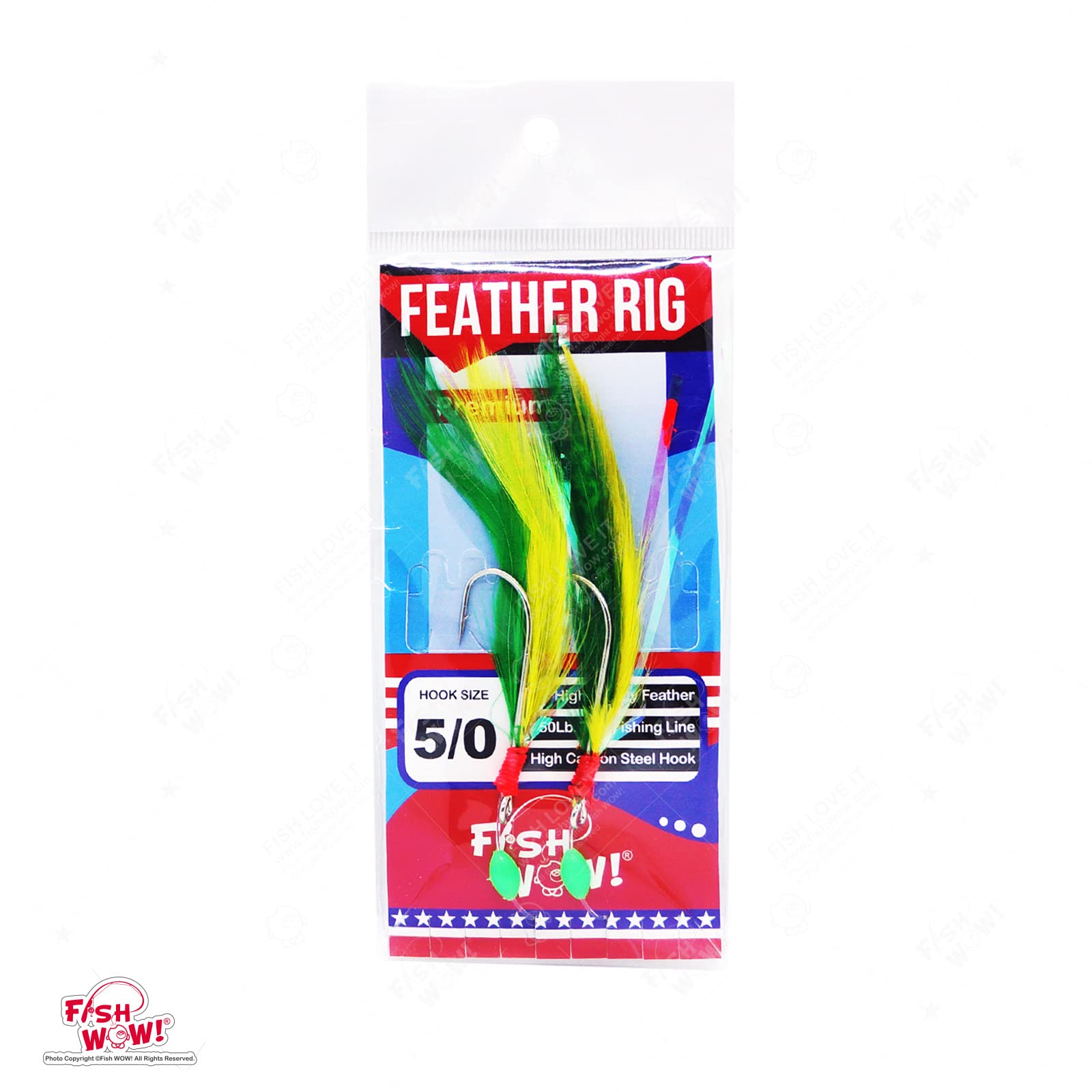 Fish WOW feather rig in action highlighting lifelike feather movement