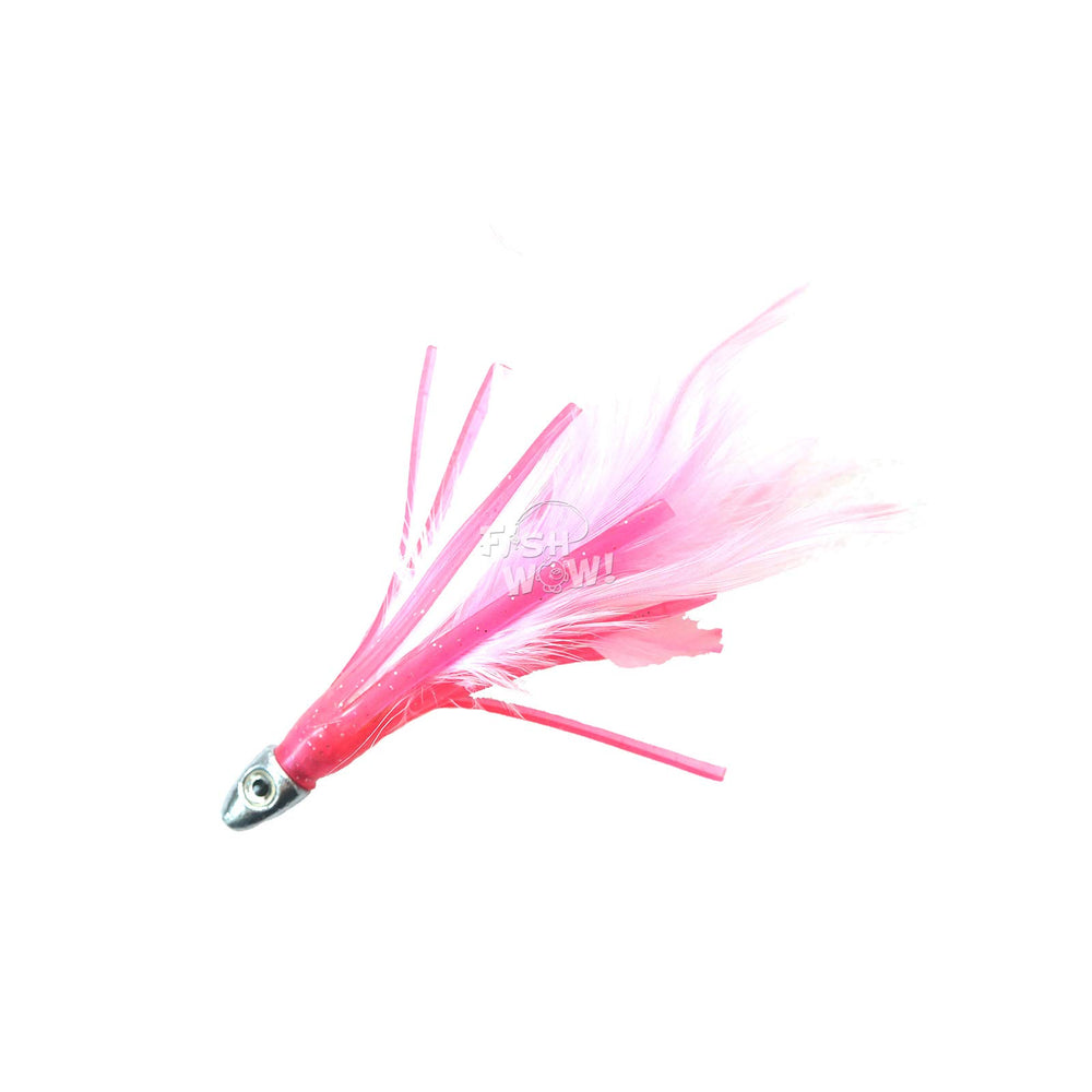 Fish WOW feather squid skirt 4in lure delivers natural motion.