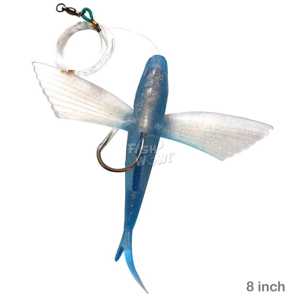 Fish WOW! Flying Fish Rig with 3D eyes boosts visibility and attraction.
