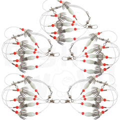 Fish WOW! glow 5-hook squid catcher rig with five glowing hooks for quick catches.