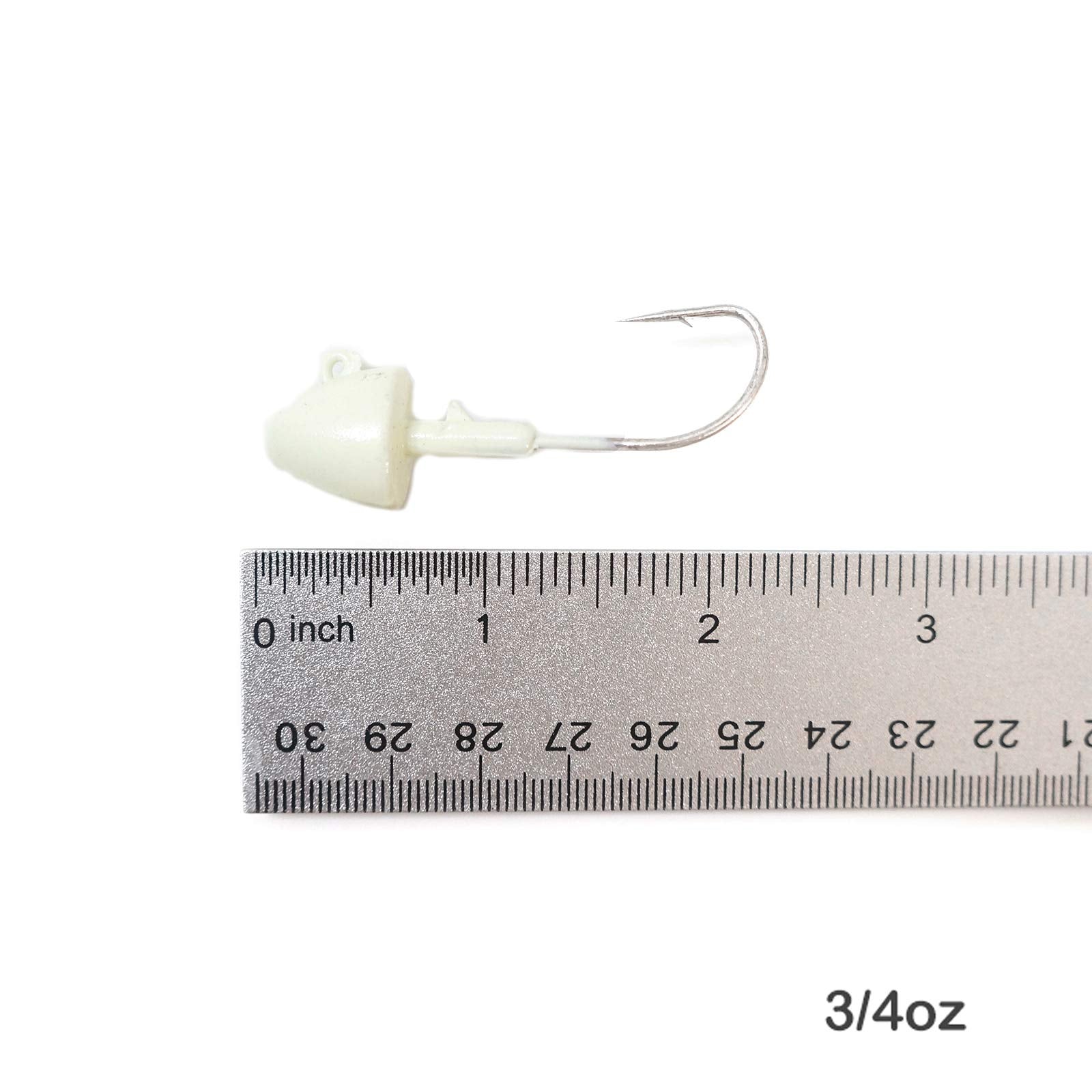Fish WOW! glow bullet jig head ready for soft bait use with secure hold.