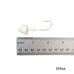 Fish WOW! glow bullet jig head ready for soft bait use with secure hold.
