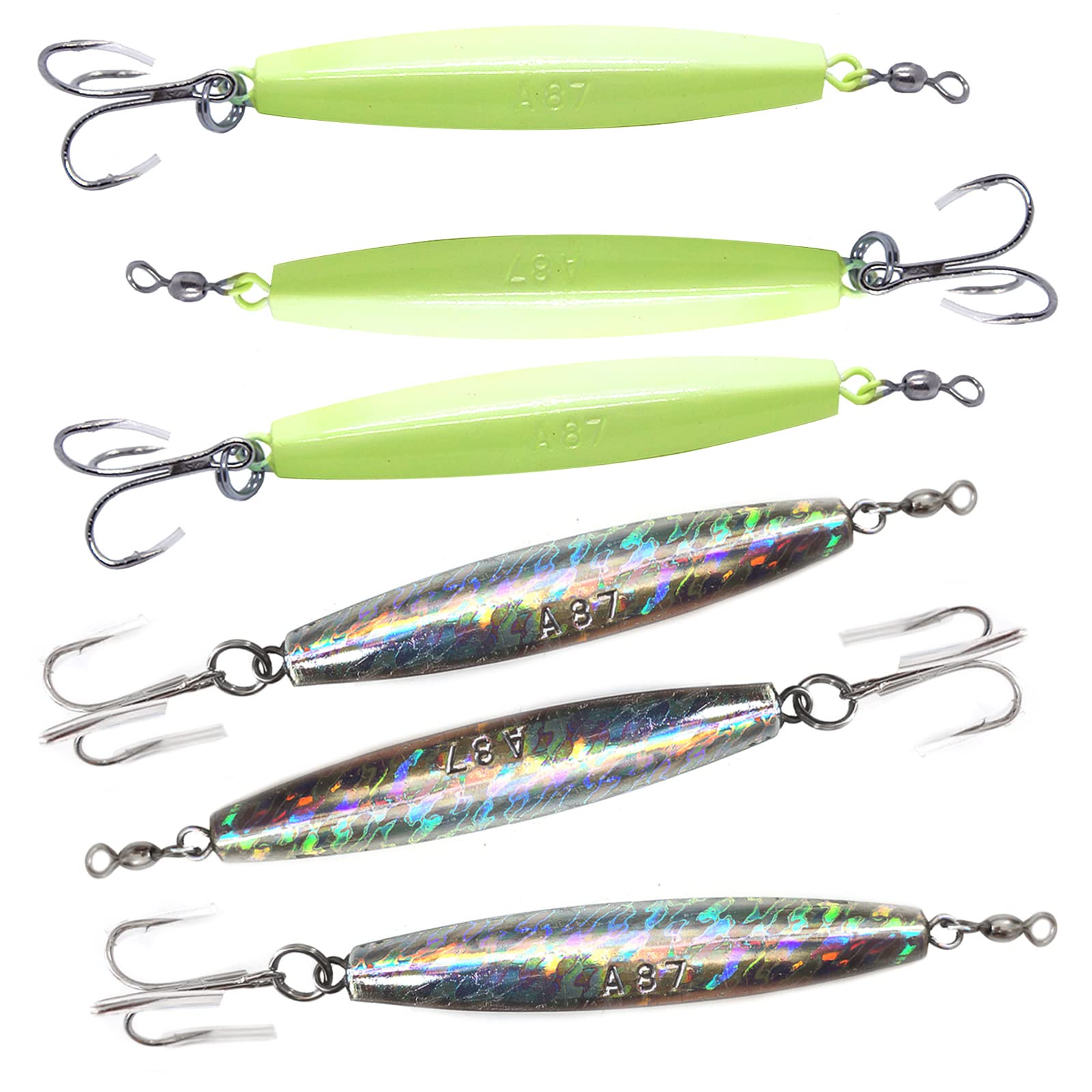 Fish WOW Glow Diamond Jig 8oz front view with high visibility for trolling