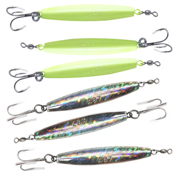 Fish WOW Glow Diamond Jig 8oz front view with high visibility for trolling