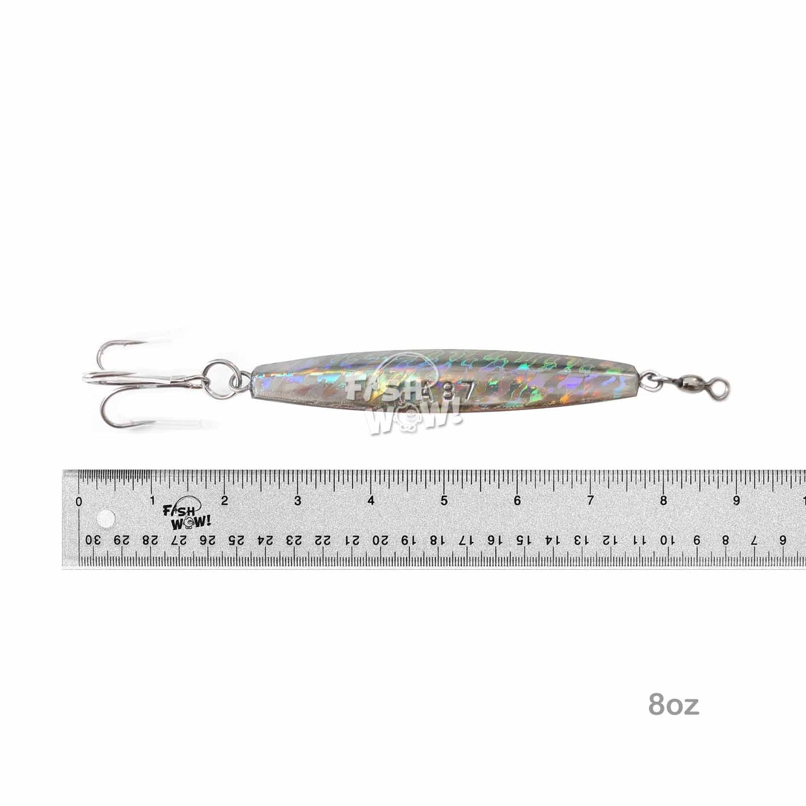 Fish WOW Glow Diamond Jig 8oz side view rugged for saltwater use