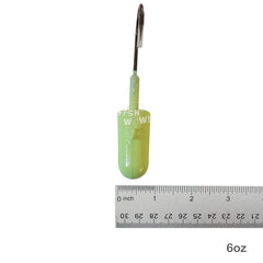 Fish WOW glow effect jighead improves nighttime visibility underwater.