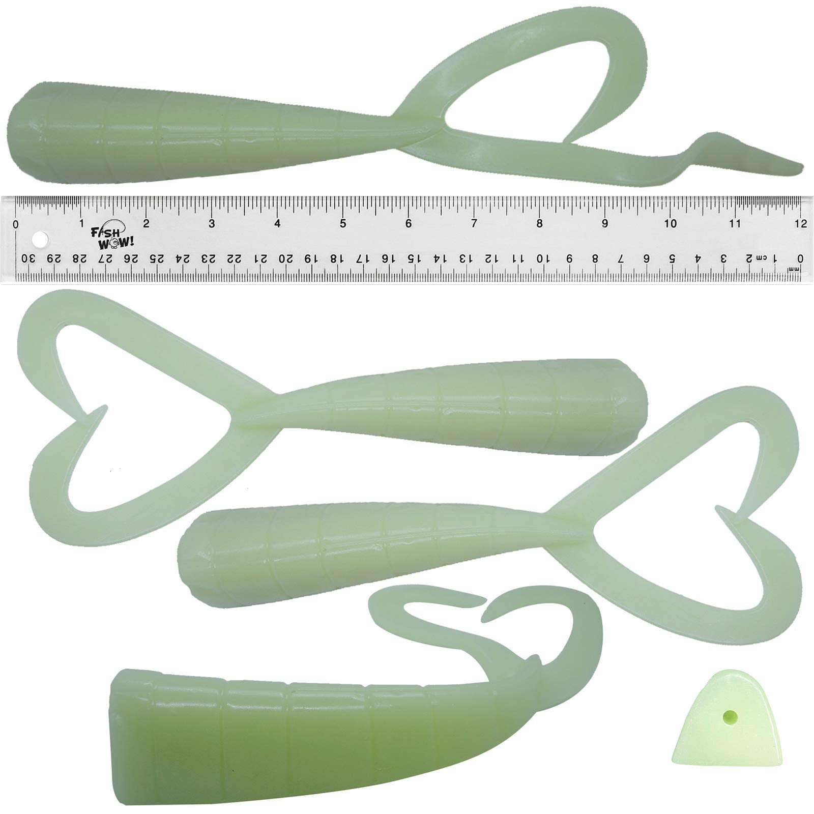 Fish WOW! Glow Perch Grub 9-inch displayed for night fishing benefit