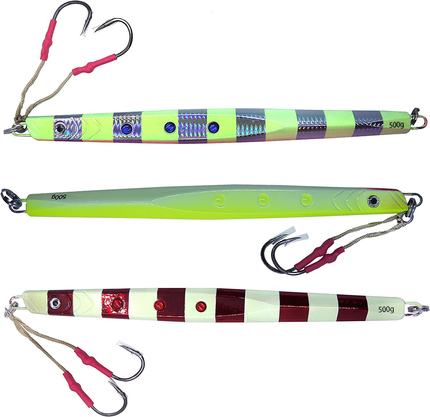 Fish WOW glow speed knife jig color A front view for deep-water drops