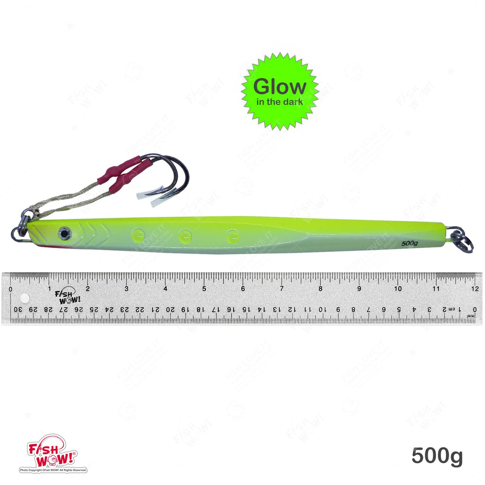 Fish WOW glow speed knife jig color A side view highlights stable descent