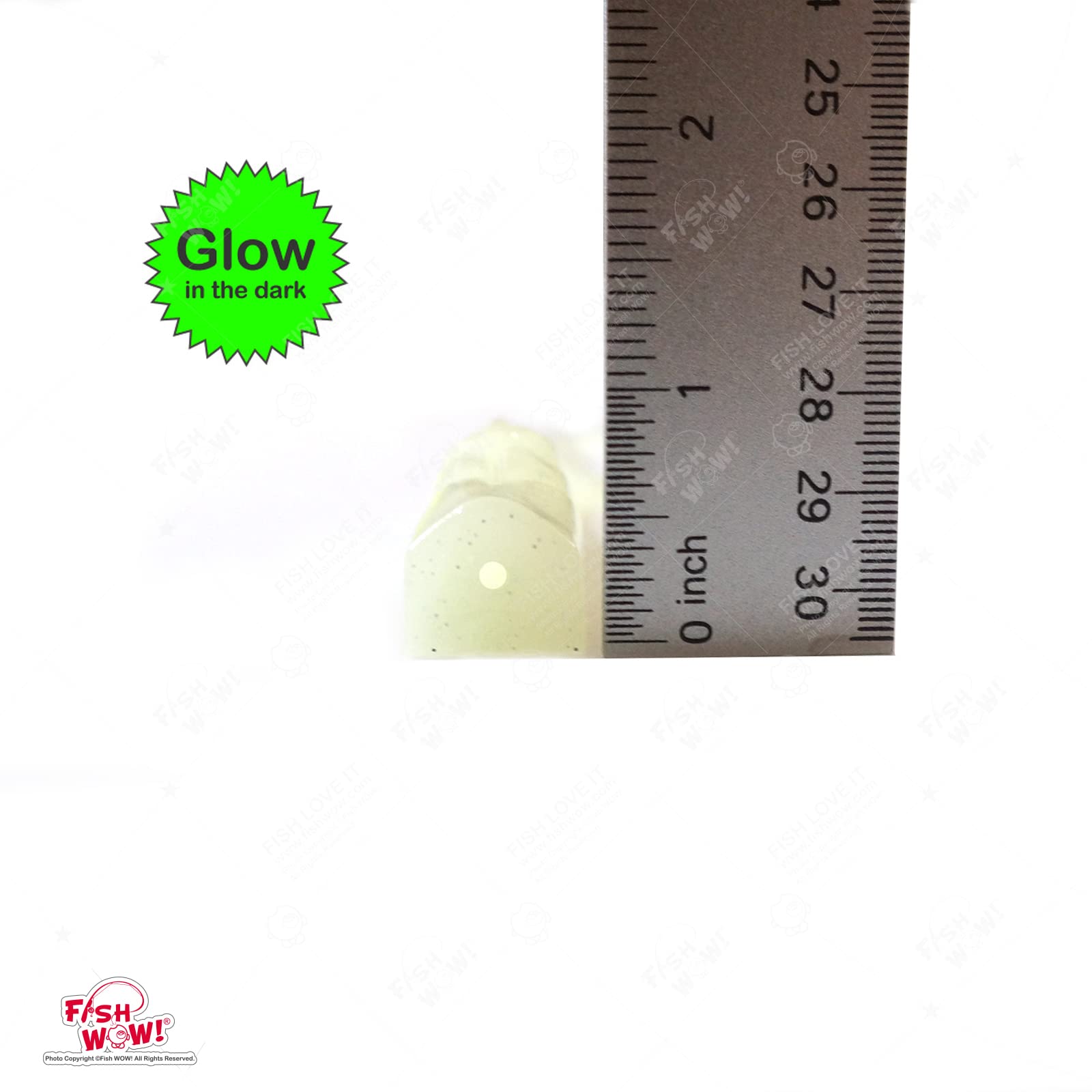 Fish WOW! Grub head measures ¾ inch square for steady jig-head rigs.