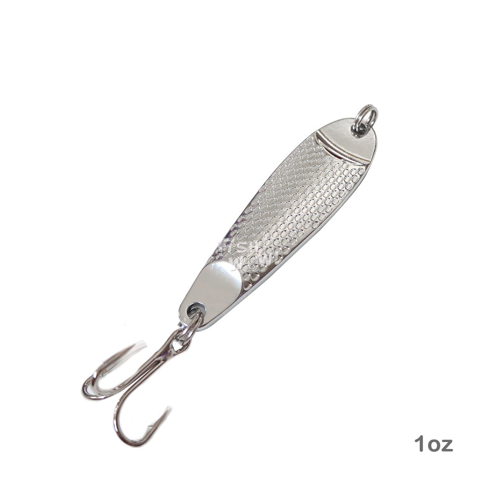 Fish WOW! ice-fishing hammered spoon lure designed for winter jigging and depth fishing