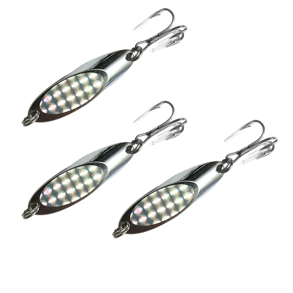 Fish WOW Kast spoon with chrome finish and treble hook attracts multiple species