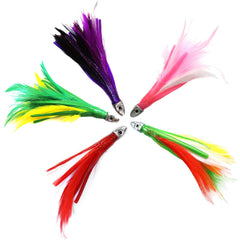 Fish WOW mini feather chrome-head 4in lure for small baitfish trolling.