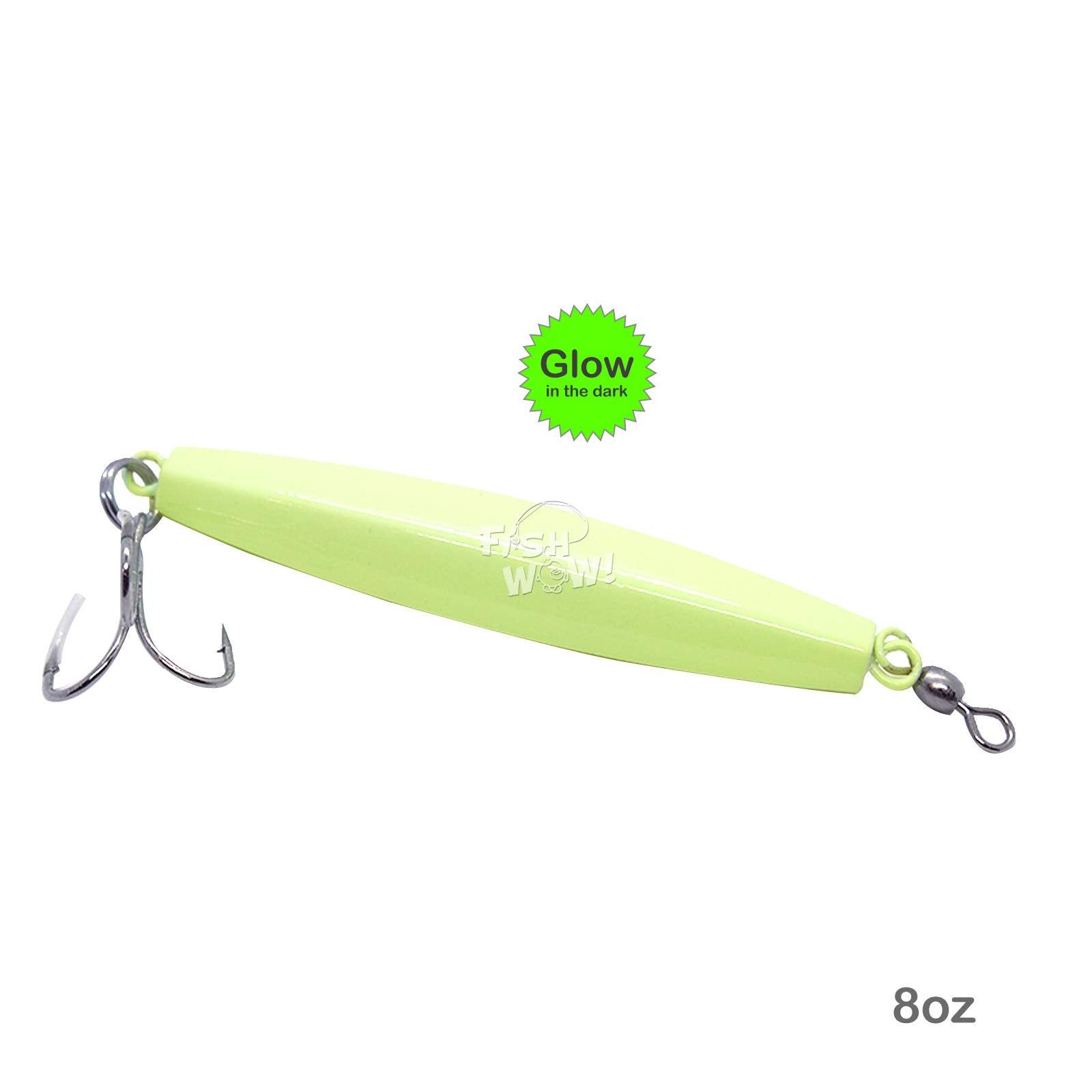 Fish WOW Mylar Holographic Laser Jig 8oz front view with reflective finish