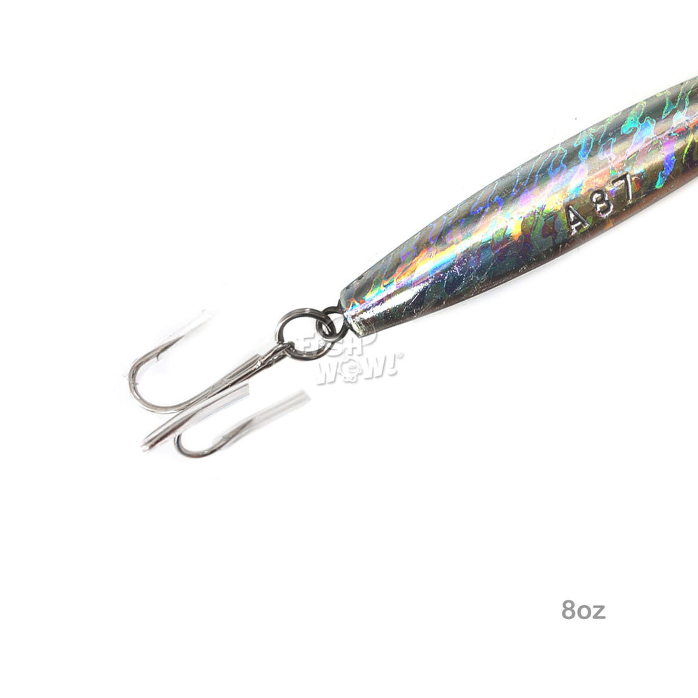 Fish WOW Mylar Holographic Laser Jig 8oz side view for tough currents