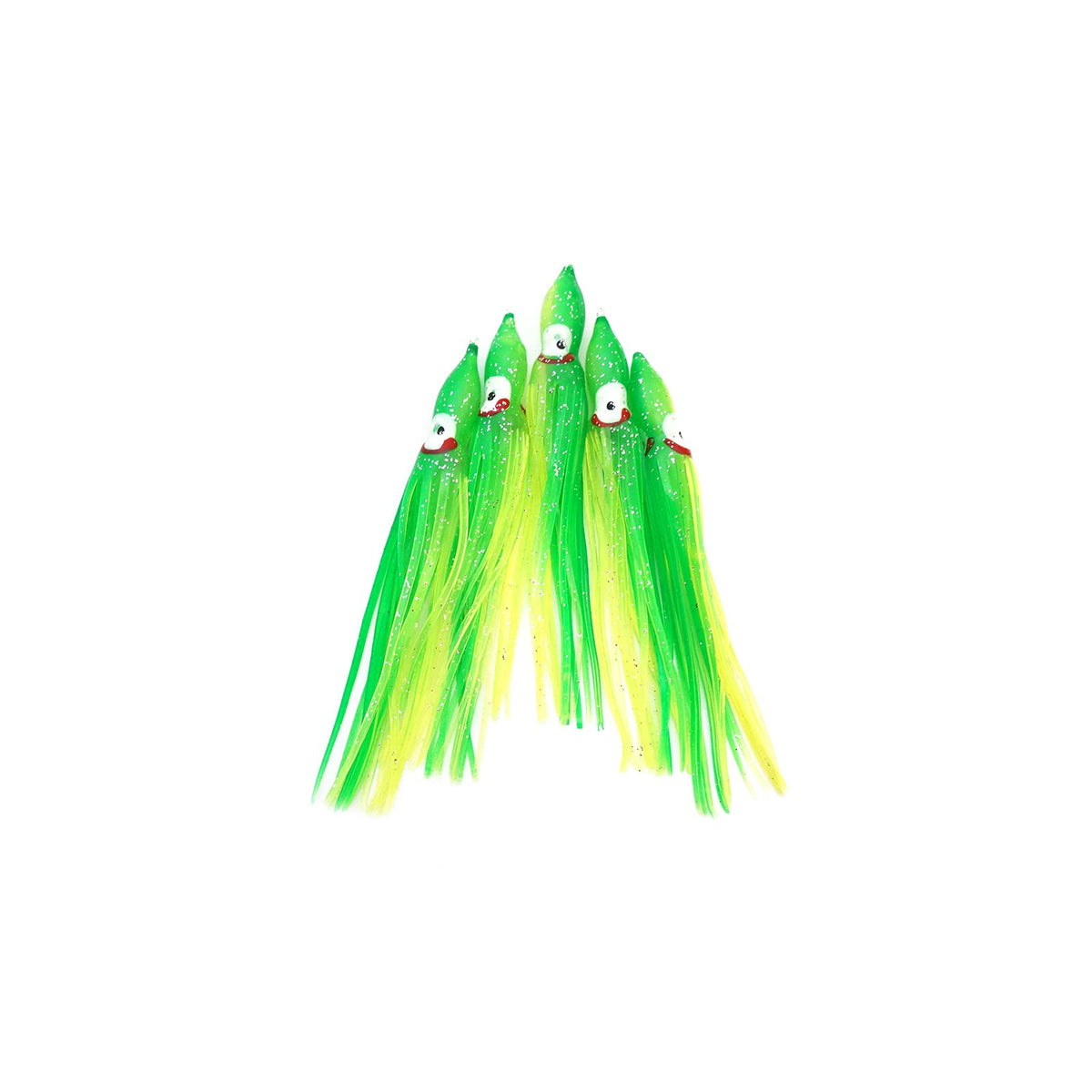 Fish WOW chartreuse green squid skirt attracts multiple species with vibrant color
