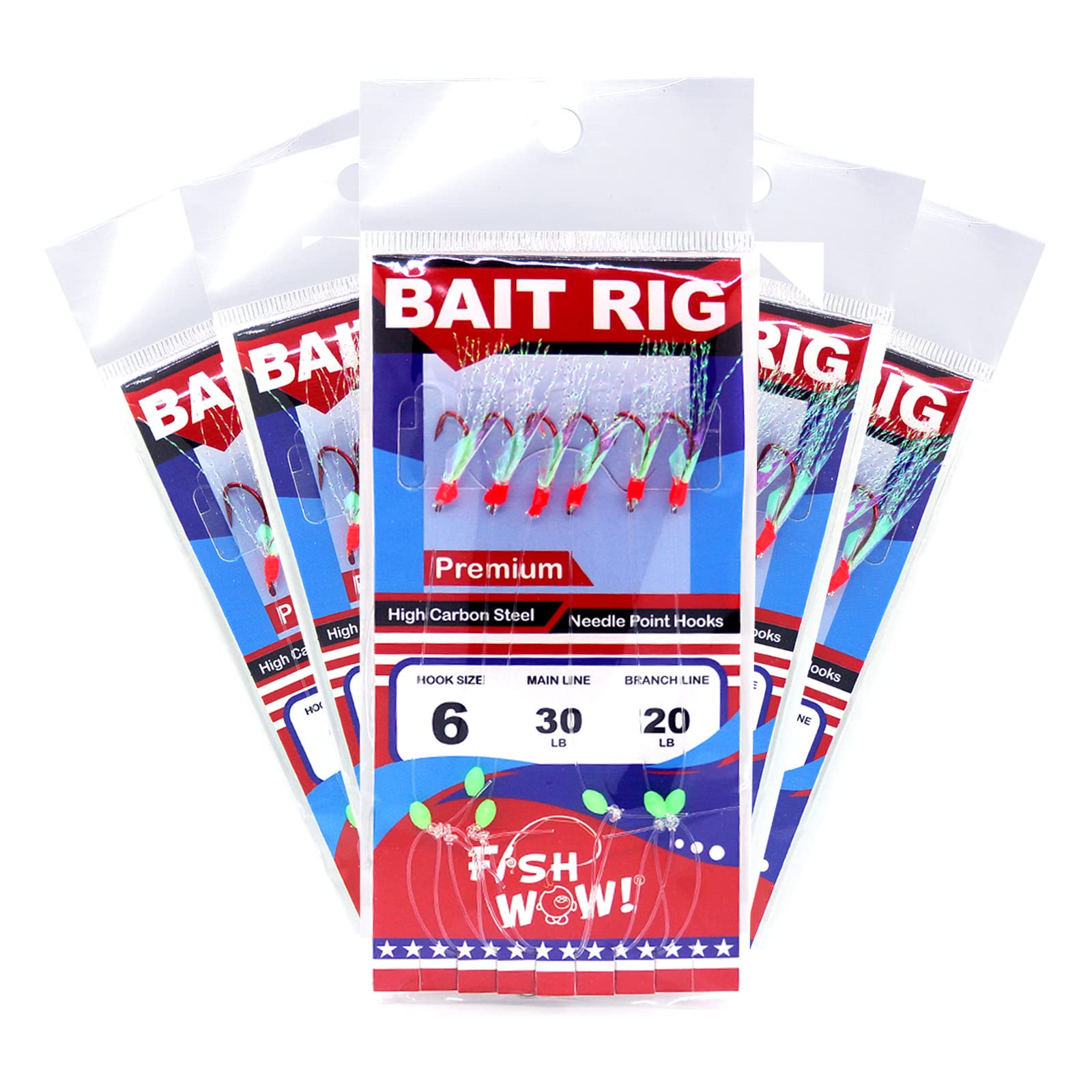 Fish WOW! red hook rig size 2 display targets larger baitfish