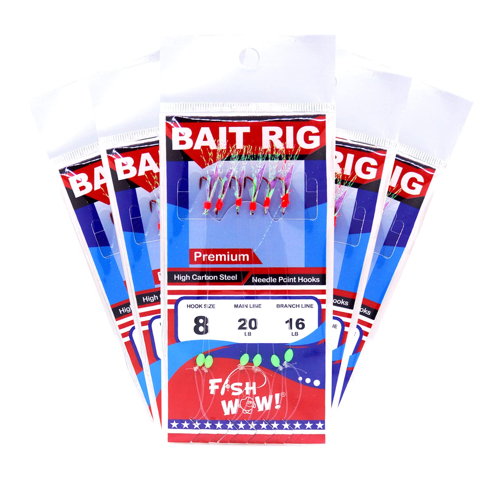 Fish WOW! red hook rig size 2 for larger fish targets and reliable hookups.