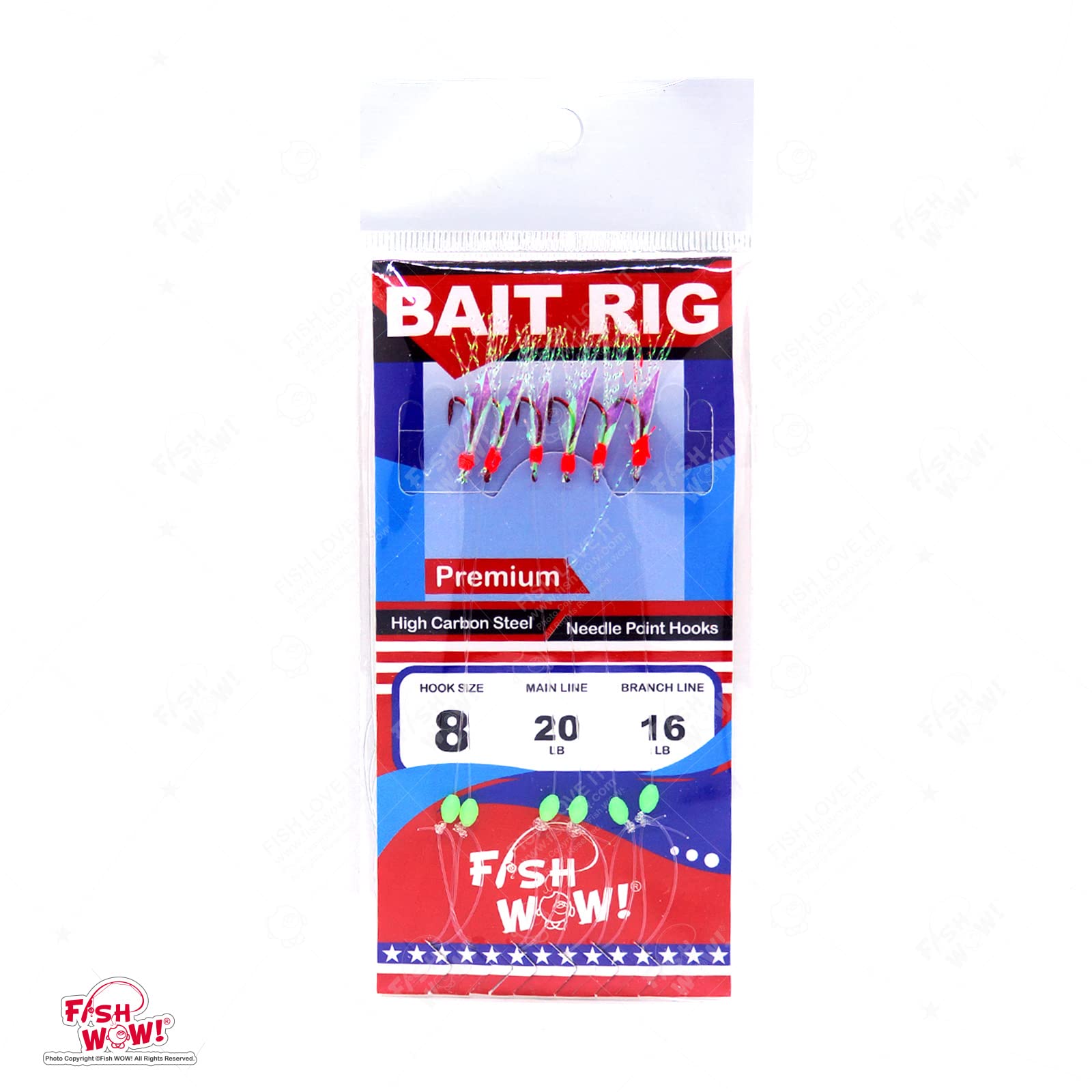 Fish WOW! red hook rig size 4 ready for mid-sized game and easy casting.