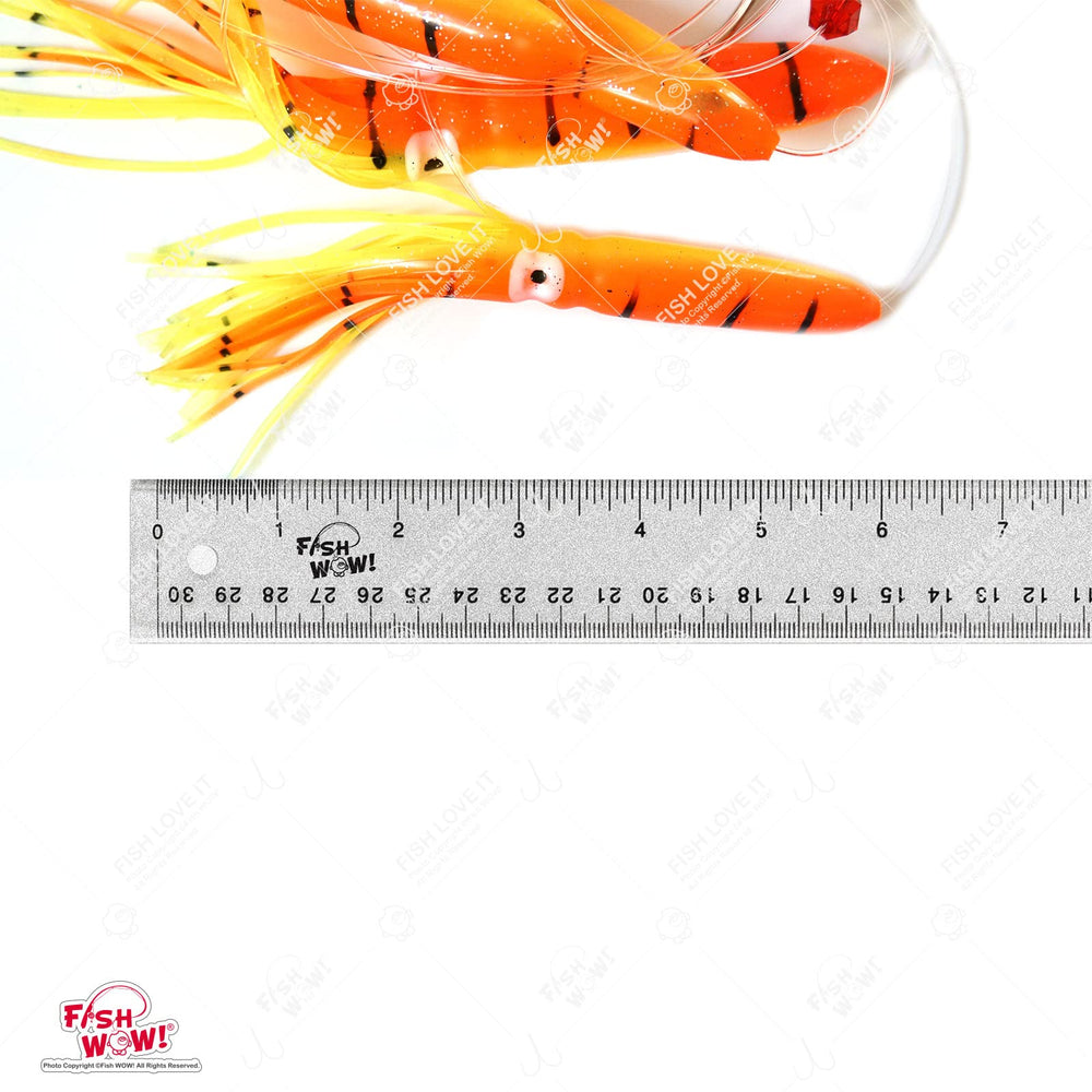 Fish WOW! rig with 100lb mono for strong, reliable lines.
