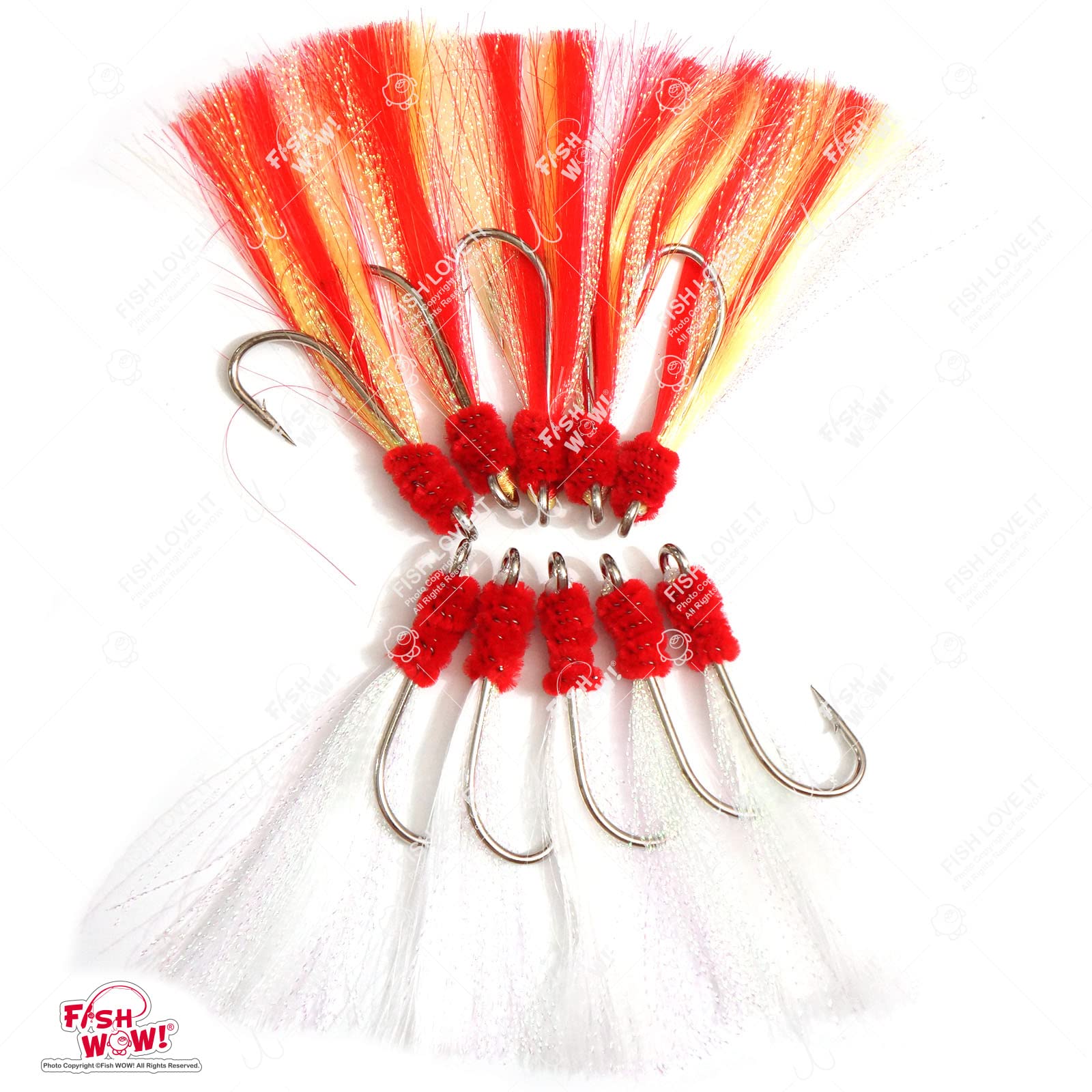 Fish WOW! Fluoro Fibre detail enhances presentation on shrimp hooks
