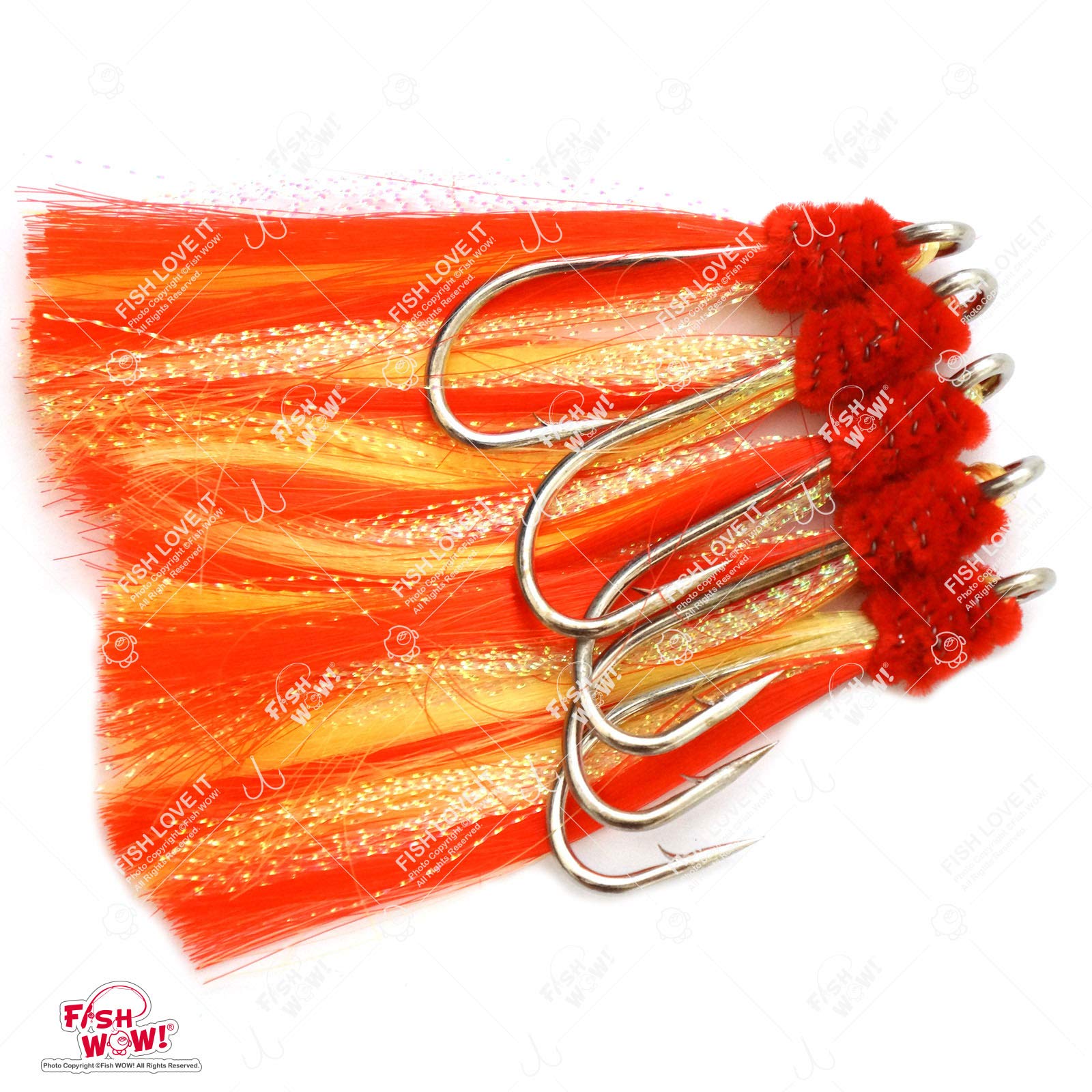 Fish WOW Shrimp Flying Hooks with Fluoro Fibre details improve visibility