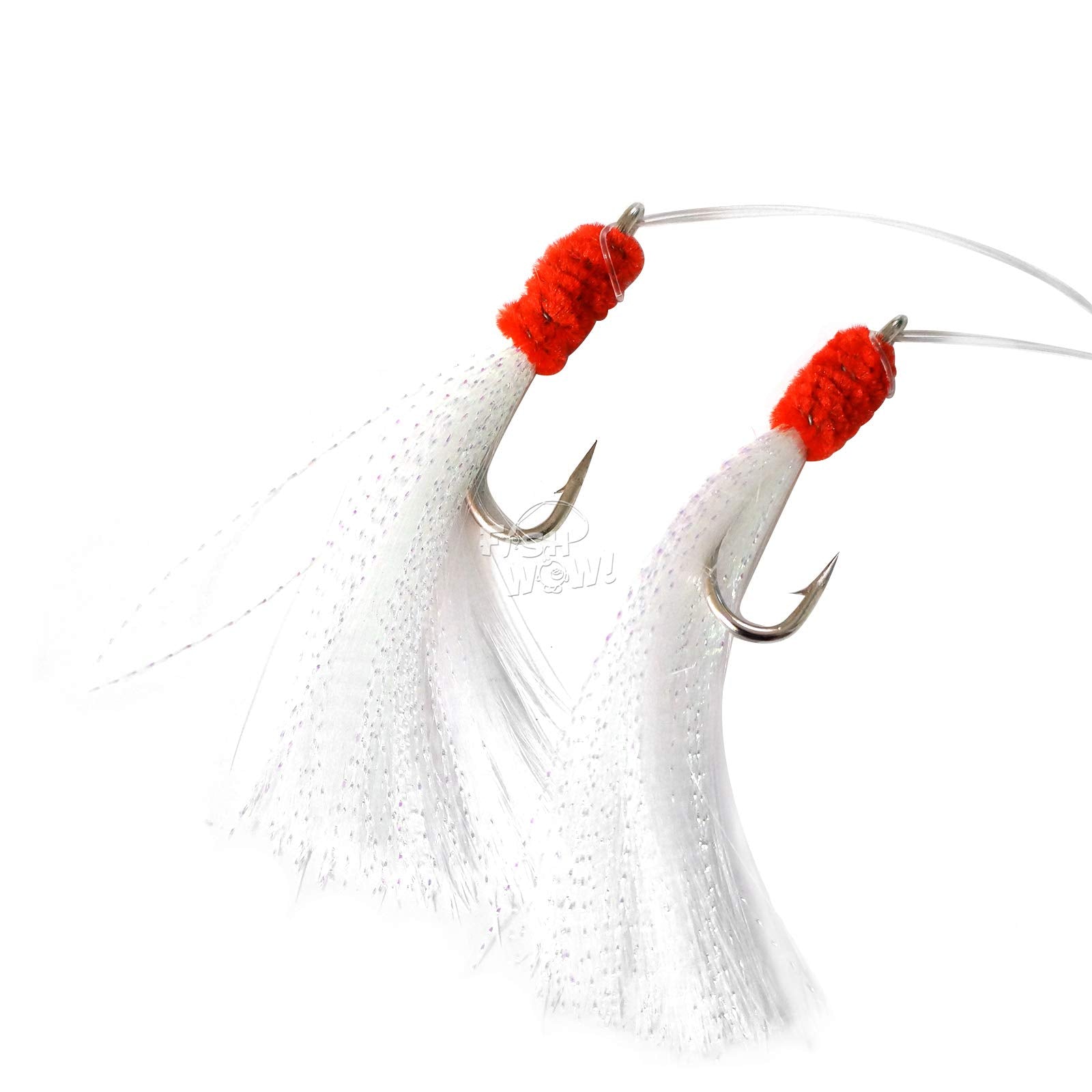 Fish WOW Shrimp Flying Rig dressed with felt and Krystal Flash for luring rockfish.