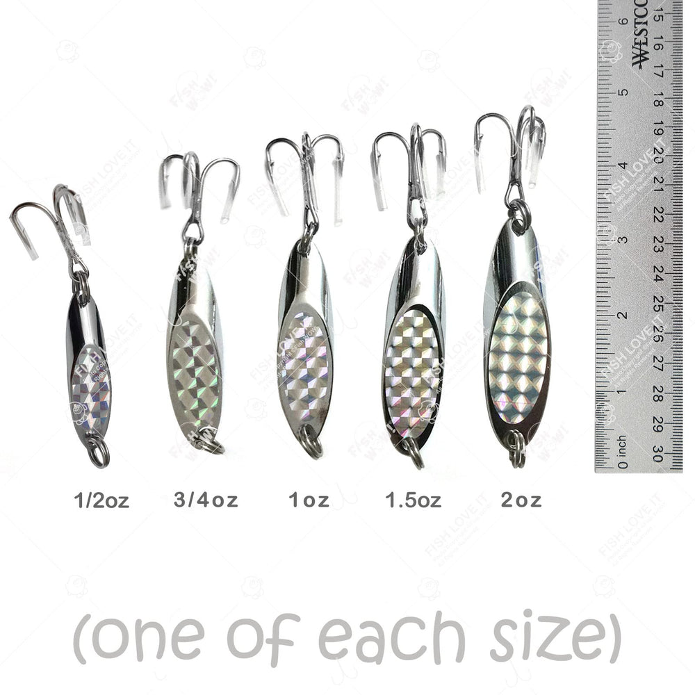 Fish WOW! half-ounce spoon side view highlighting compact profile