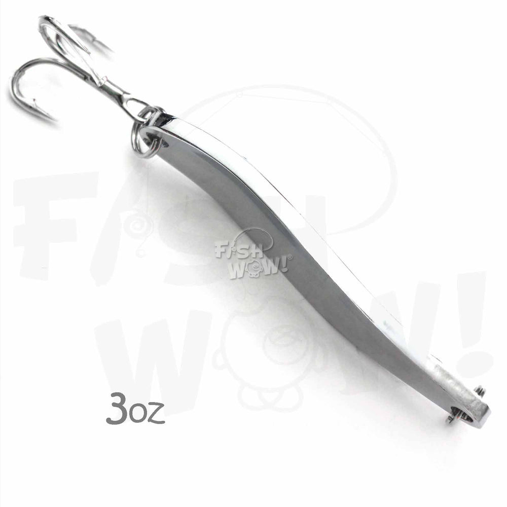 Fish WOW gold spoon with holographic tape enhances visibility for jigging in sunlight