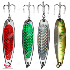 Fish WOW silver spoon with holographic tape attracts predatory fish in clear water