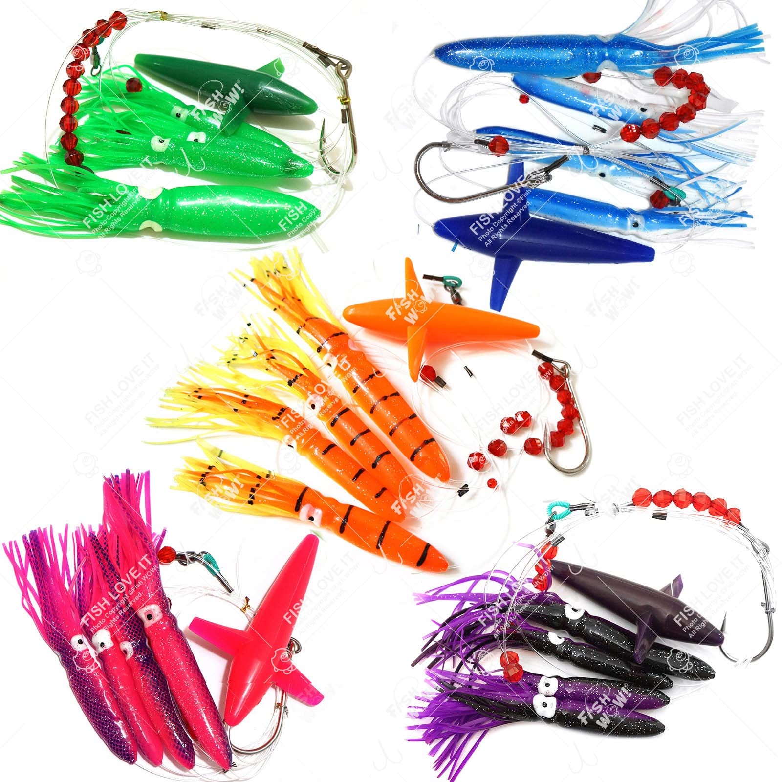 Fish WOW! Daisy Chain Lure Rig Set – 5 Pack for Offshore Trolling ...