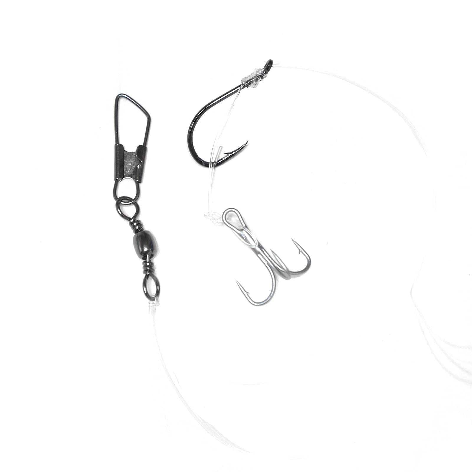 Fish WOW! Treble hook #6 close-up highlighting secure stinger setup for baiting.