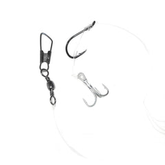 Fish WOW! Treble hook #6 close-up highlighting secure stinger setup for baiting.