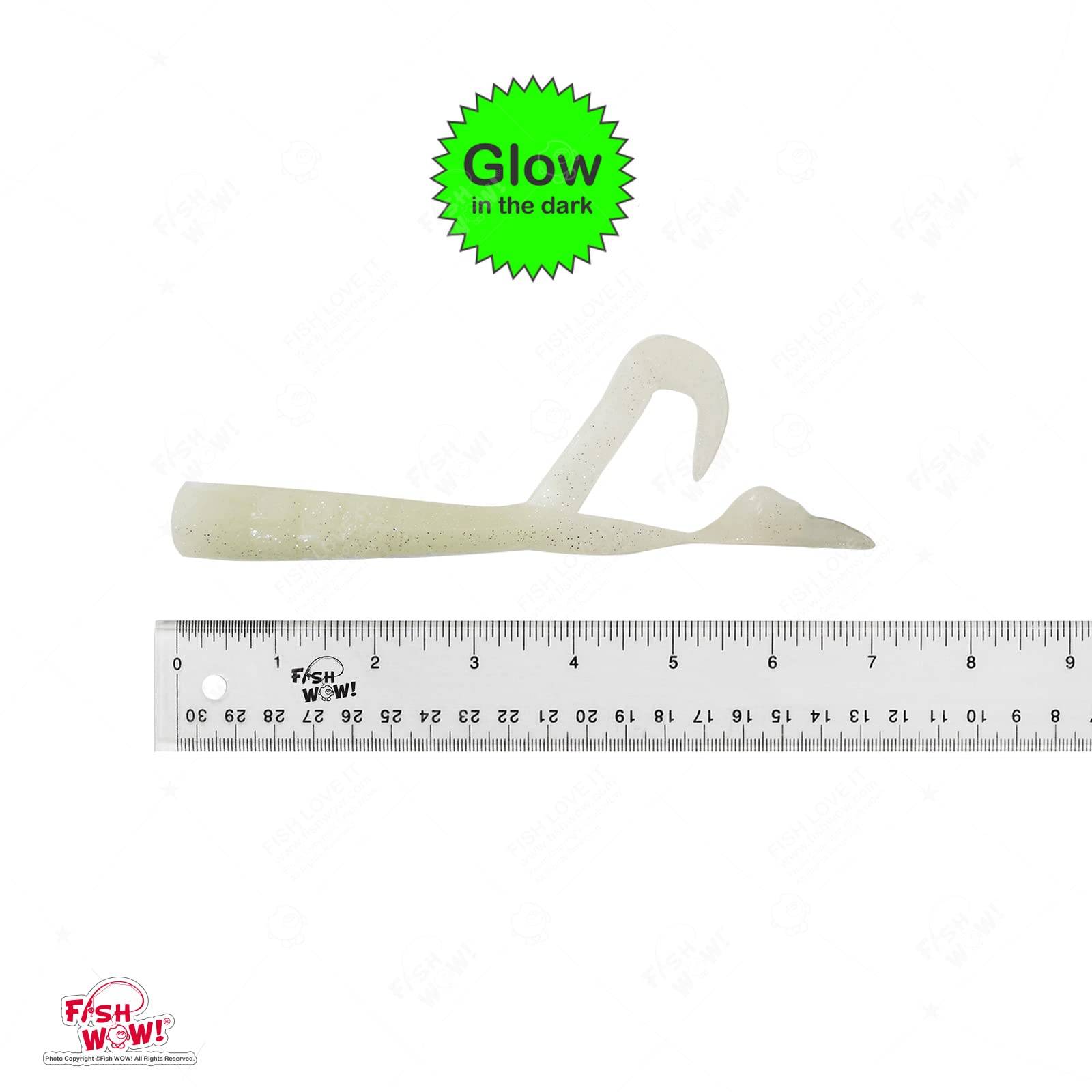 Fish WOW! Twin-tail perch grub 6in with extended tail for lively action.