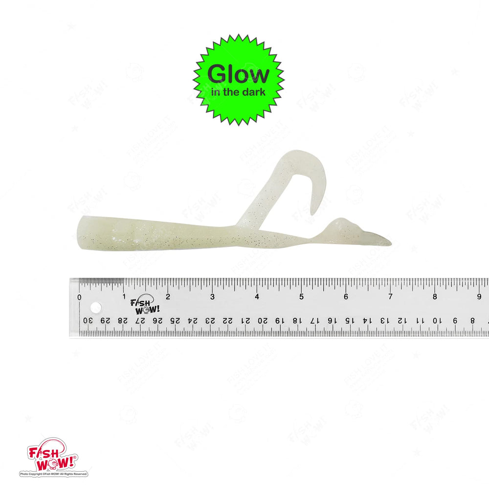 Fish WOW! Twin-tail perch grub 6in with extended tail for lively action.