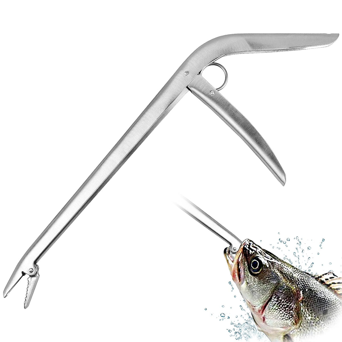 Premium stainless steel fish hook remover tool with serrated teeth