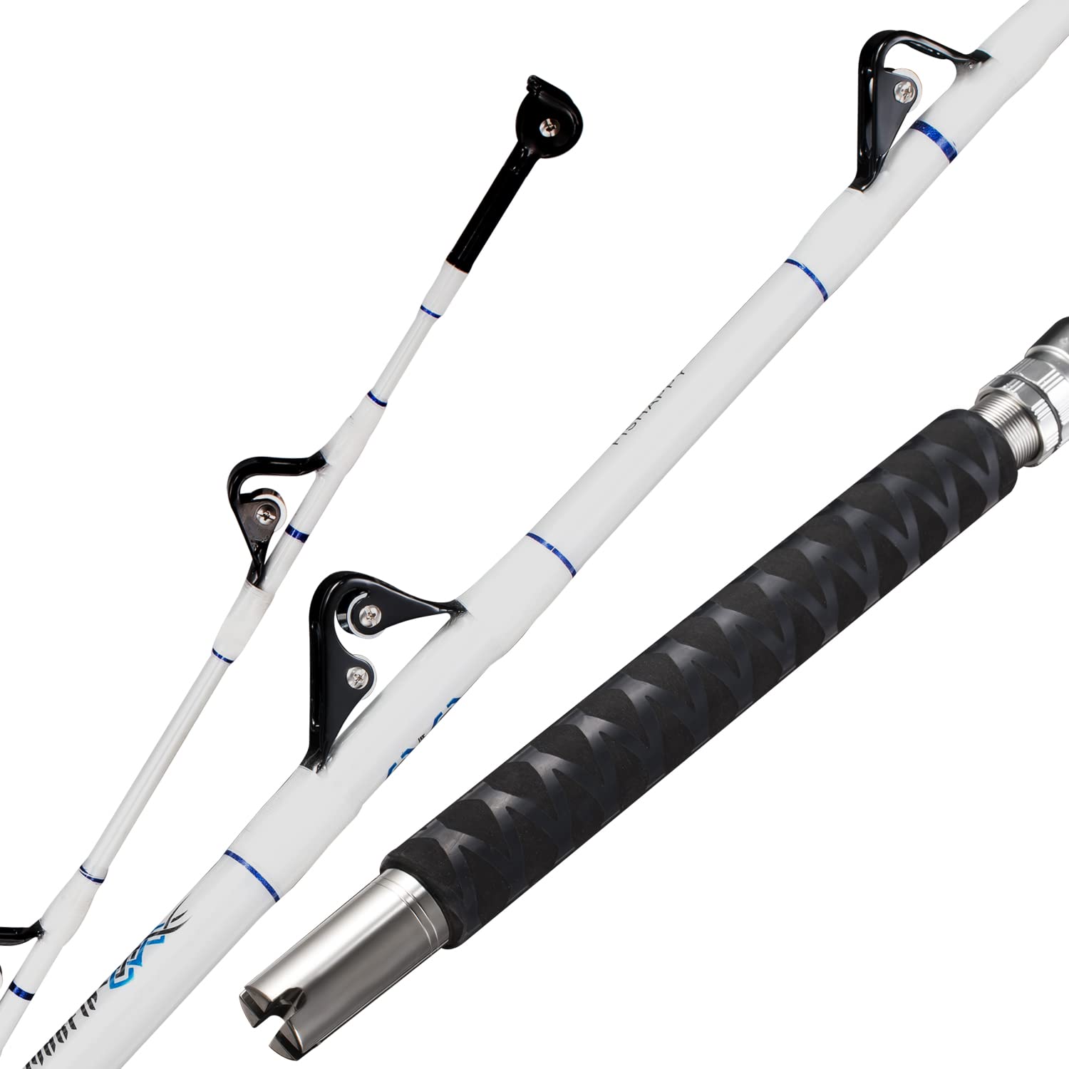 FISHAPPY offshore 6ft rod shows saltwater trolling setup for big-game fishing.