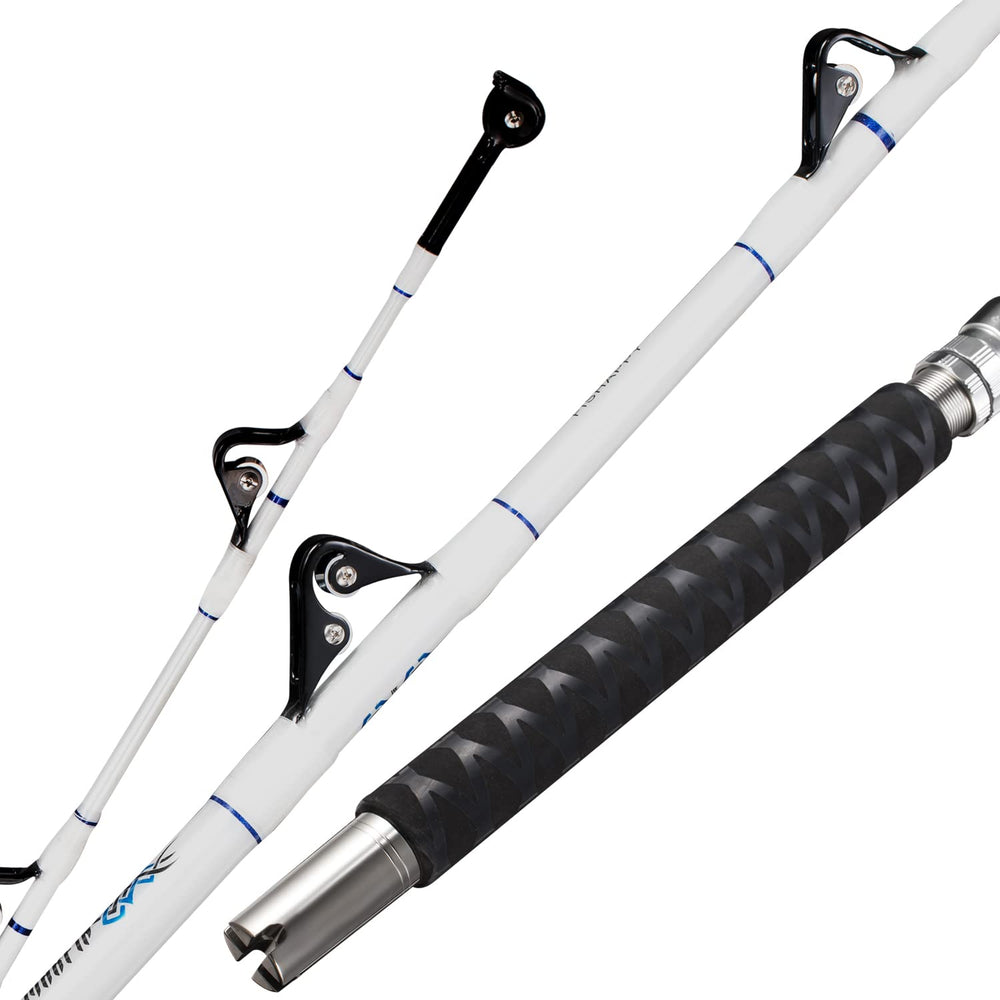 FISHAPPY offshore 6ft rod shows saltwater trolling setup for big-game fishing.