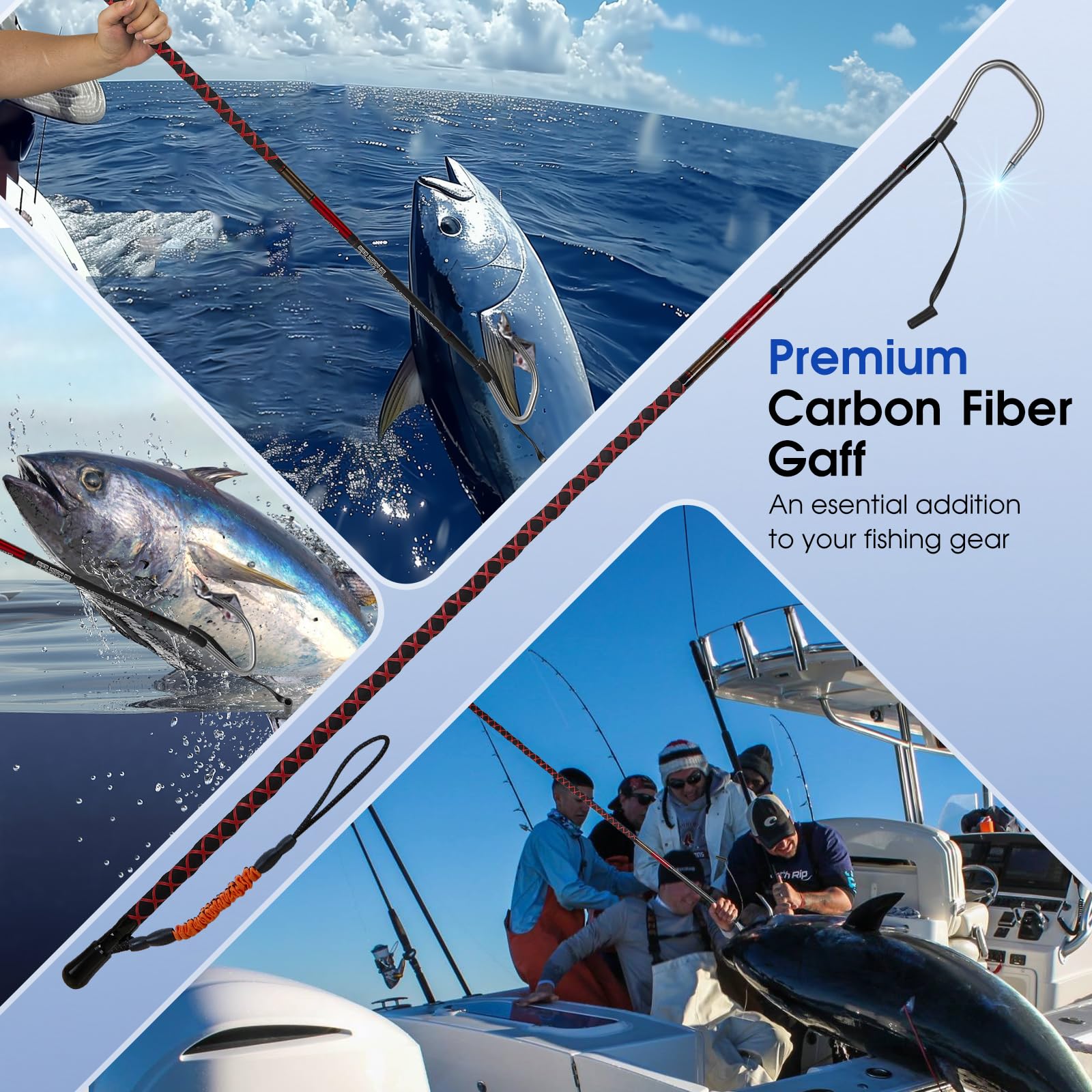 FISHAPPY gaff in action during a saltwater landing.