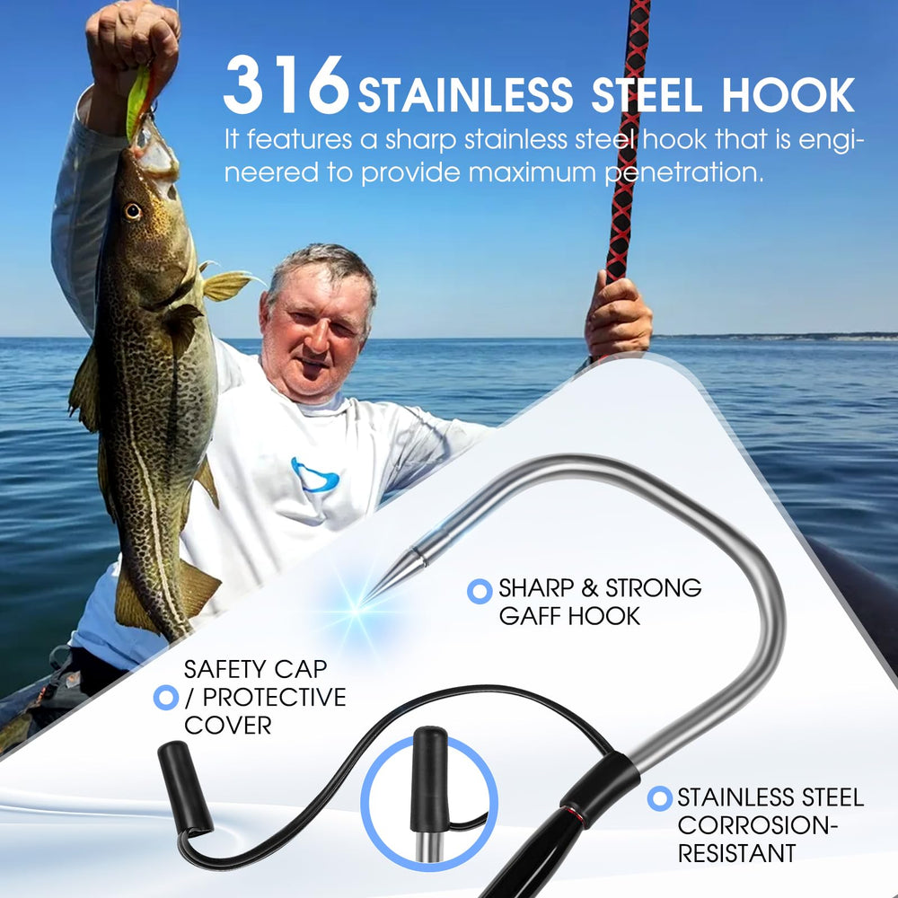 FISHAPPY gaff with S316 stainless hook for secure hooking.