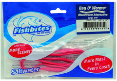FishBites Bag O' Worms Bloodworm red 3/8 wide releases scent quickly for saltwater fishing