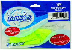 FishBites Fish'n Strips Shrimp Chartreuse ideal for surf fishing from beach or pier